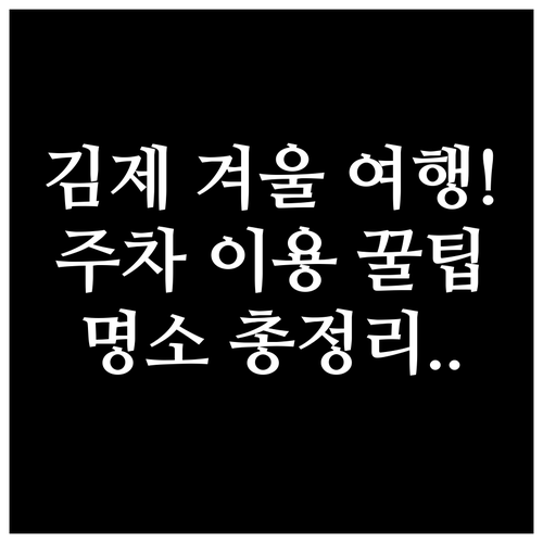 김제 겨울 여행지 명소 정리 주차 정..