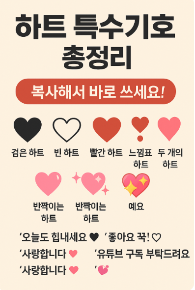 하트 특수기호 총정리 – 복사해서 바로 쓰세요!