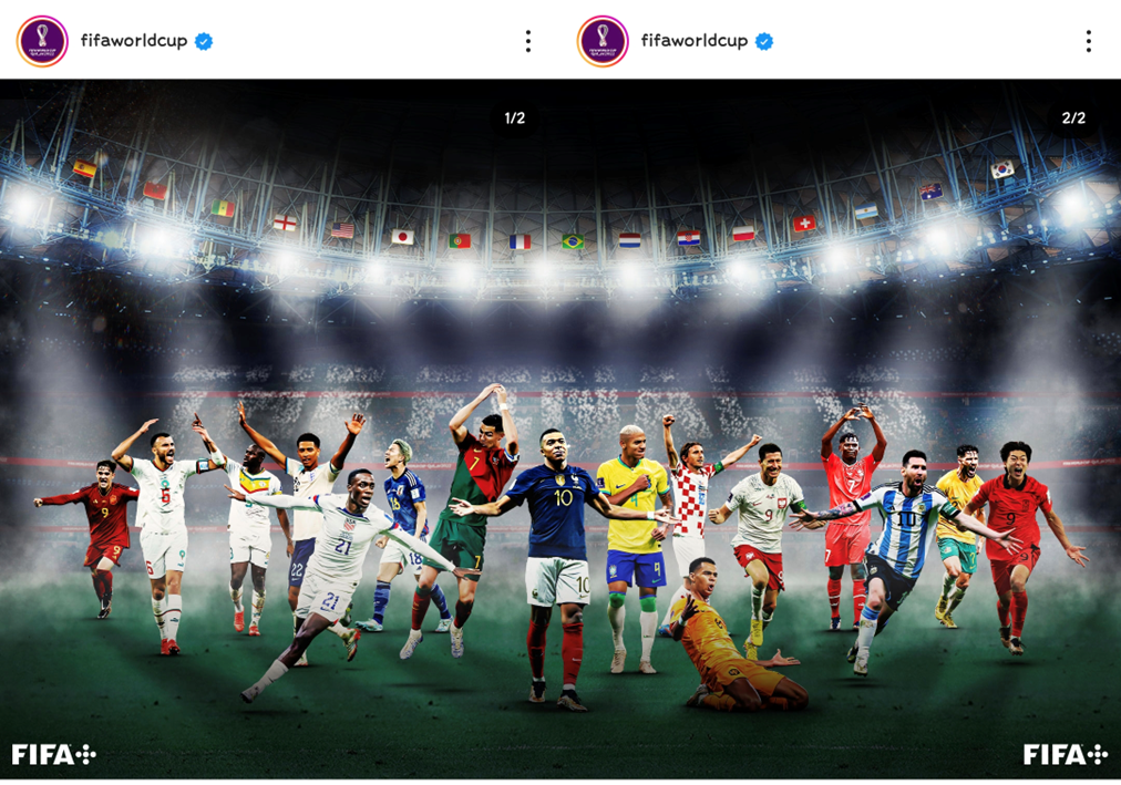 FIFA Worldcup 공식 SNS '16강 진출 나라'