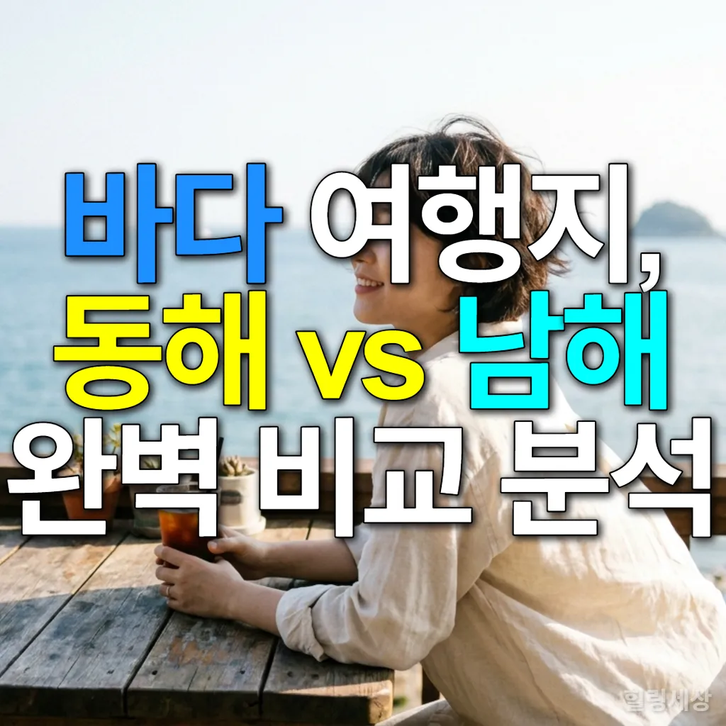 바다를 바라보며 커피를 마시는 20대 한국인 여성의 모습