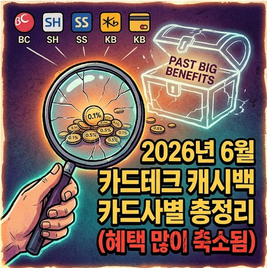 2026년 6월 카드테크 캐시백 카드사별 총정리 (혜택 많이 축소됨)