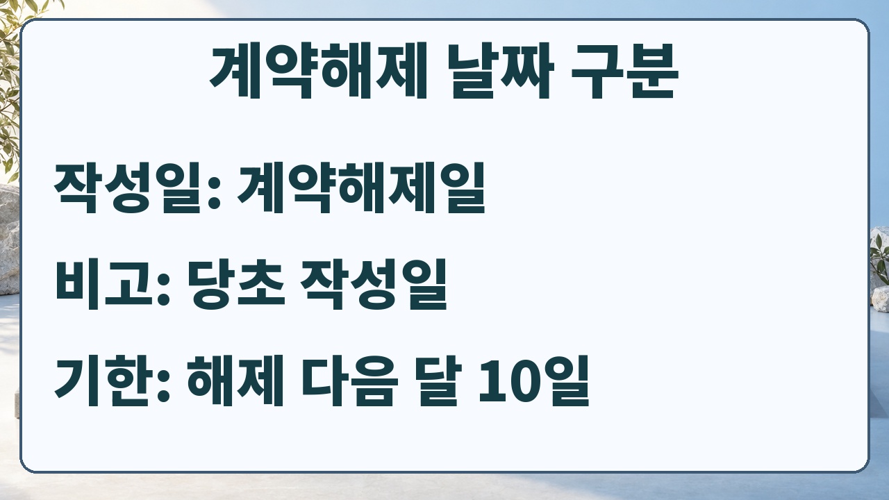 수정세금계산서 계약해제의 작성일자, 비고란, 발급기한을 분리한 국세청 기준 확인표