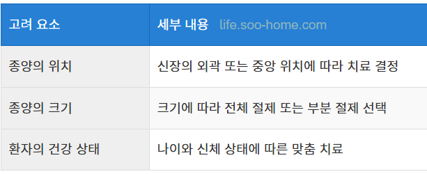 치료 방법 선택 시 고려 사항