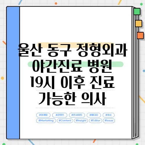 울산 동구 정형외과 야간진료 병원 19시 이후 진료 가능한 의사