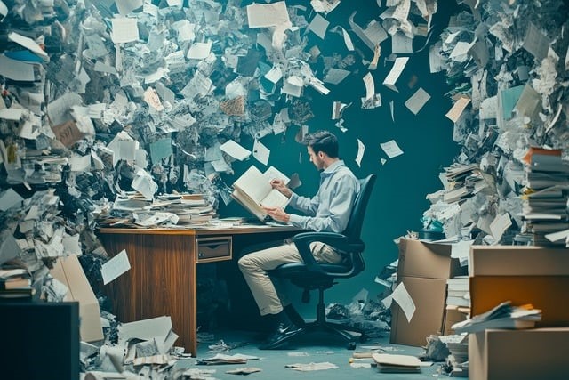 바쁘게 일하는 현대인의 사진