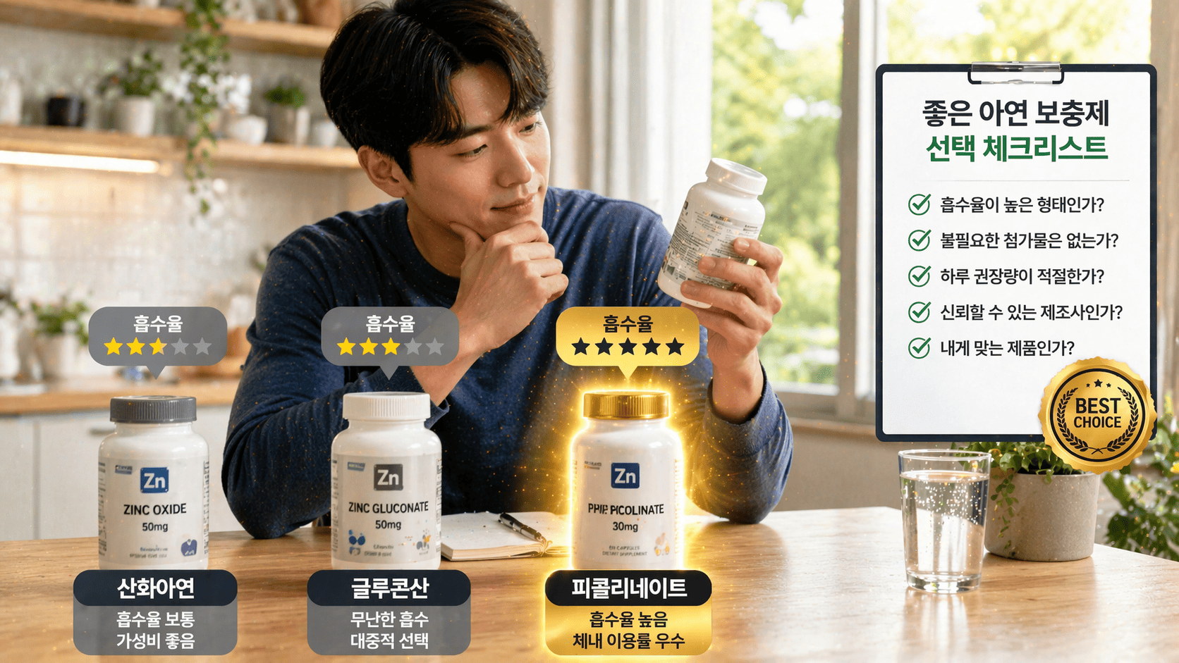 아연 보충제 형태별 흡수율 비교