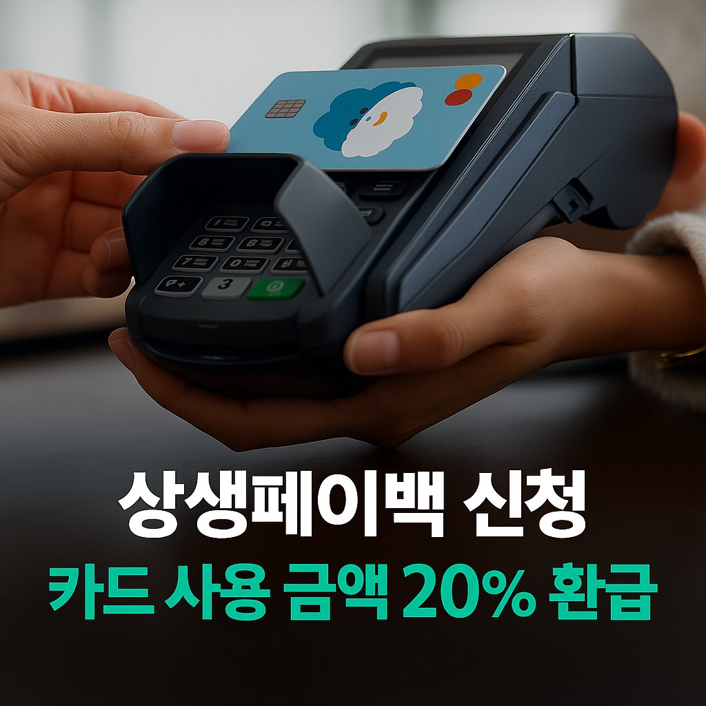 상생페이백 신청 카드 사용 금액의 20% 환급 포스터