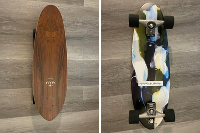 최근에 구매한, Arbor와 콜라보한 카버보드의 윗면과 아랫면 사진