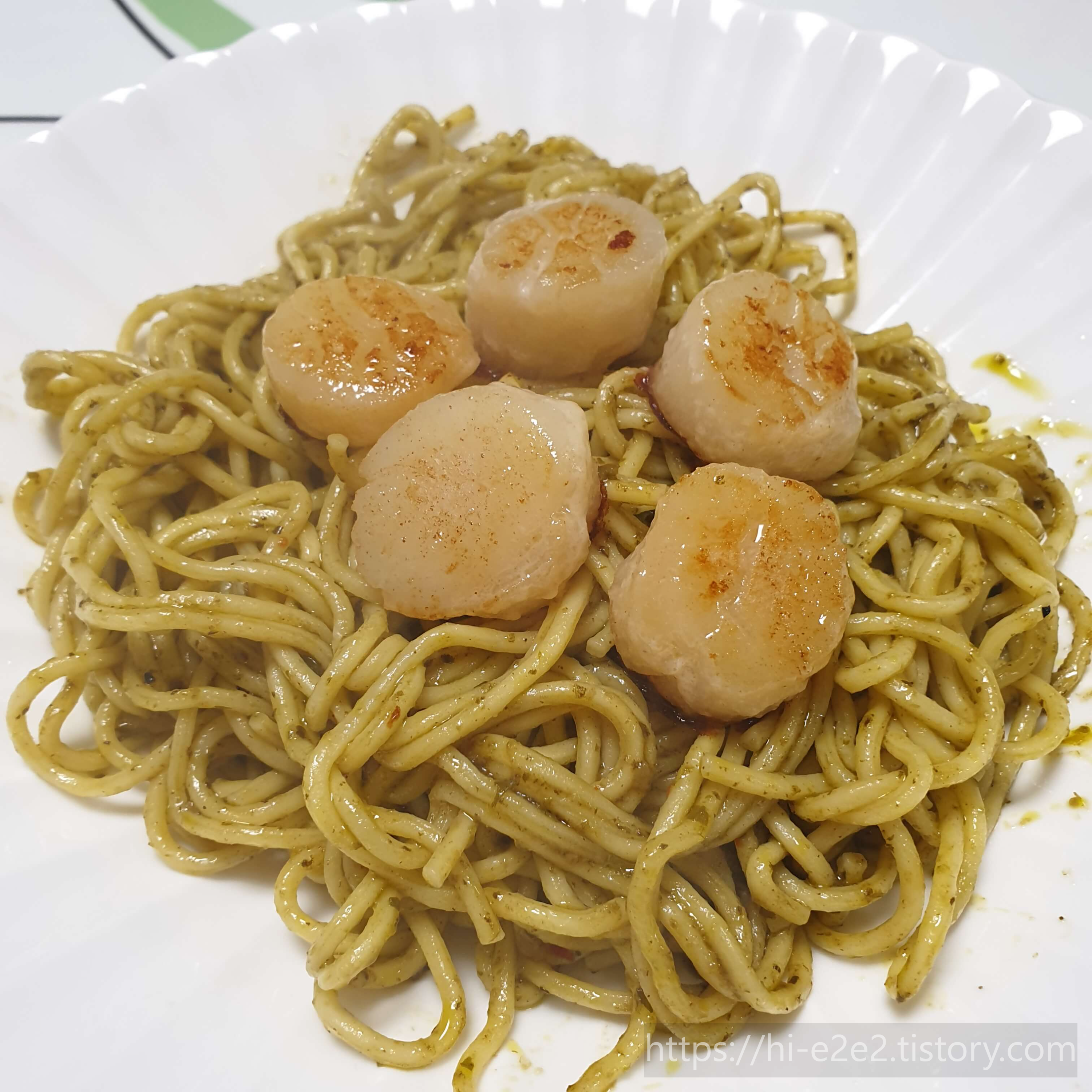 쵸이닷 가리비바질파스타 완성작