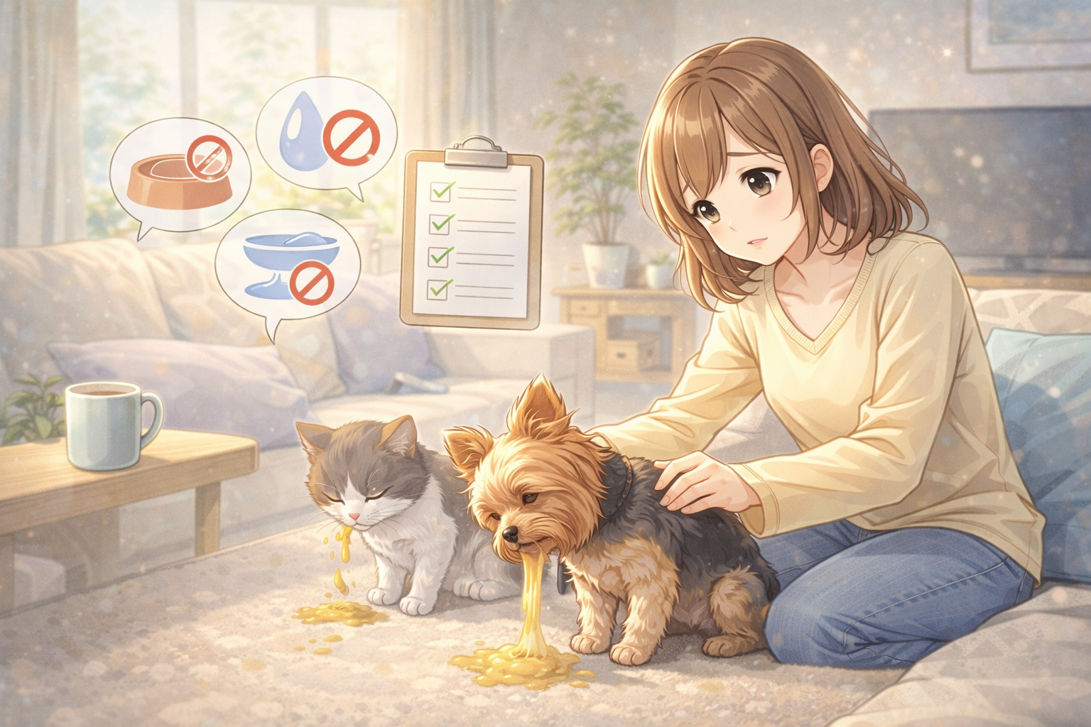 강아지·고양이 구토했을 때 금식/물/사료 대처법