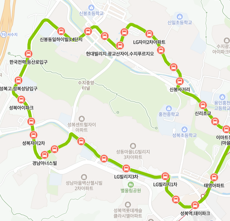 용인-88B번-버스-노선-지도