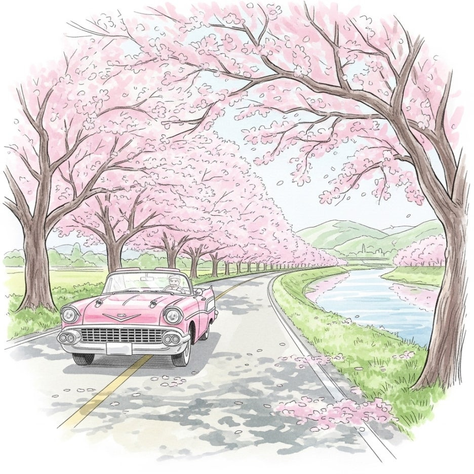 벚꽃 터널 사이로 시원하게 달리는 강변 드라이브 코스