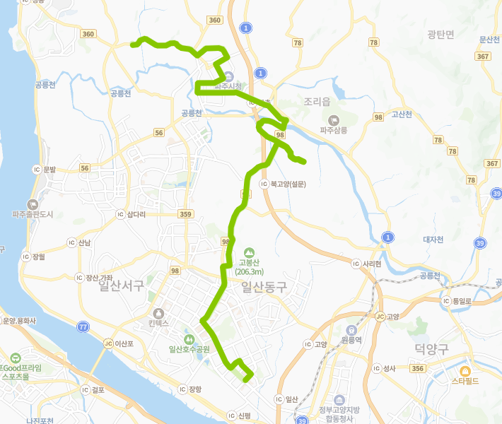 고양-파주-90번-버스-노선-지도