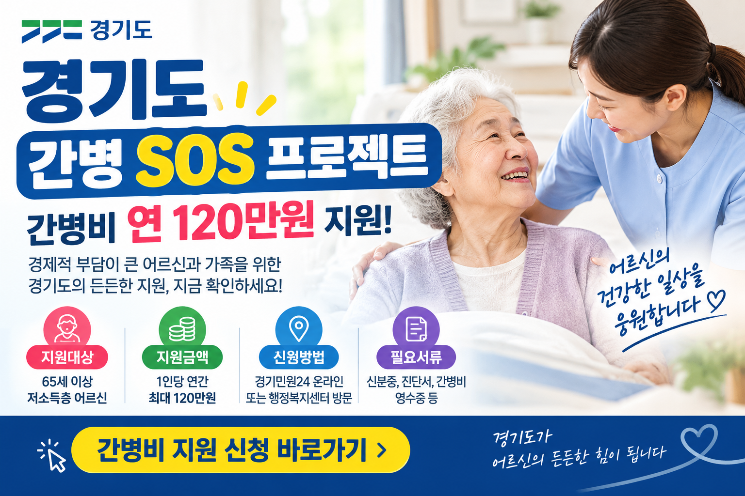 경기도 간병 SOS 프로젝트 신청방법｜간병비 연 120만원 지원 대상과 필요서류