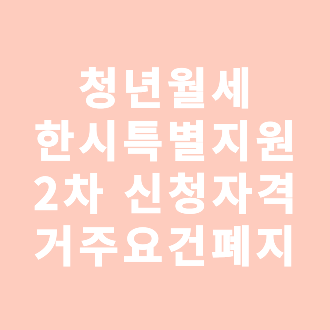 2024 청년월세 한시 특별지원