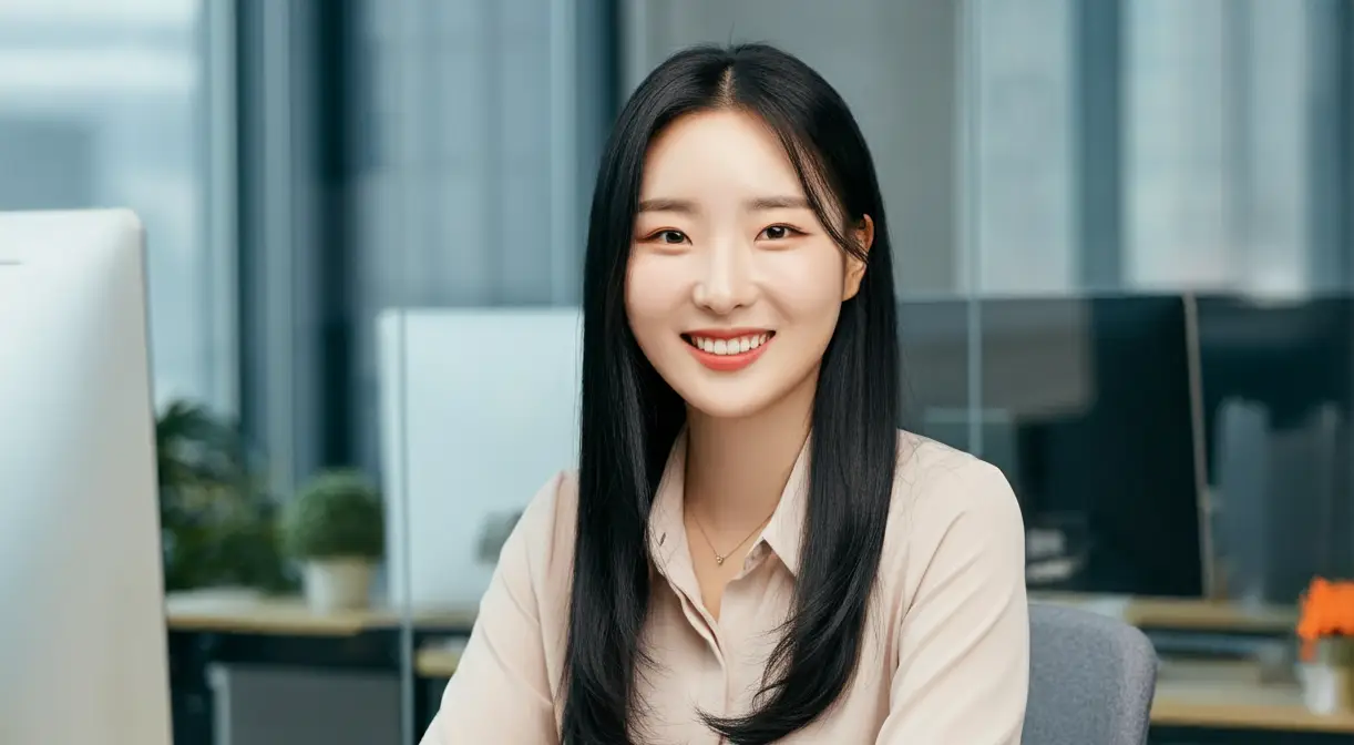 밝게 웃는 여성