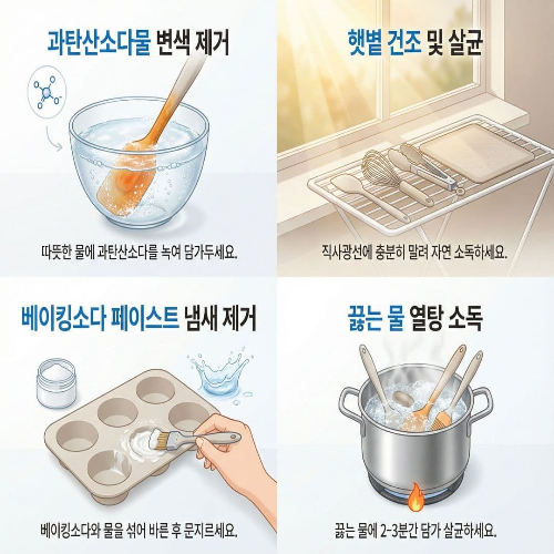 주방 실리콘 조리도구 관리, 변색&middot;냄새&middot;세균 잡는 세척법