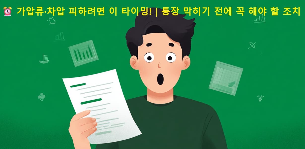가압류·차압 통보서를 보고 놀란 표정을 짓는 사람의 모습