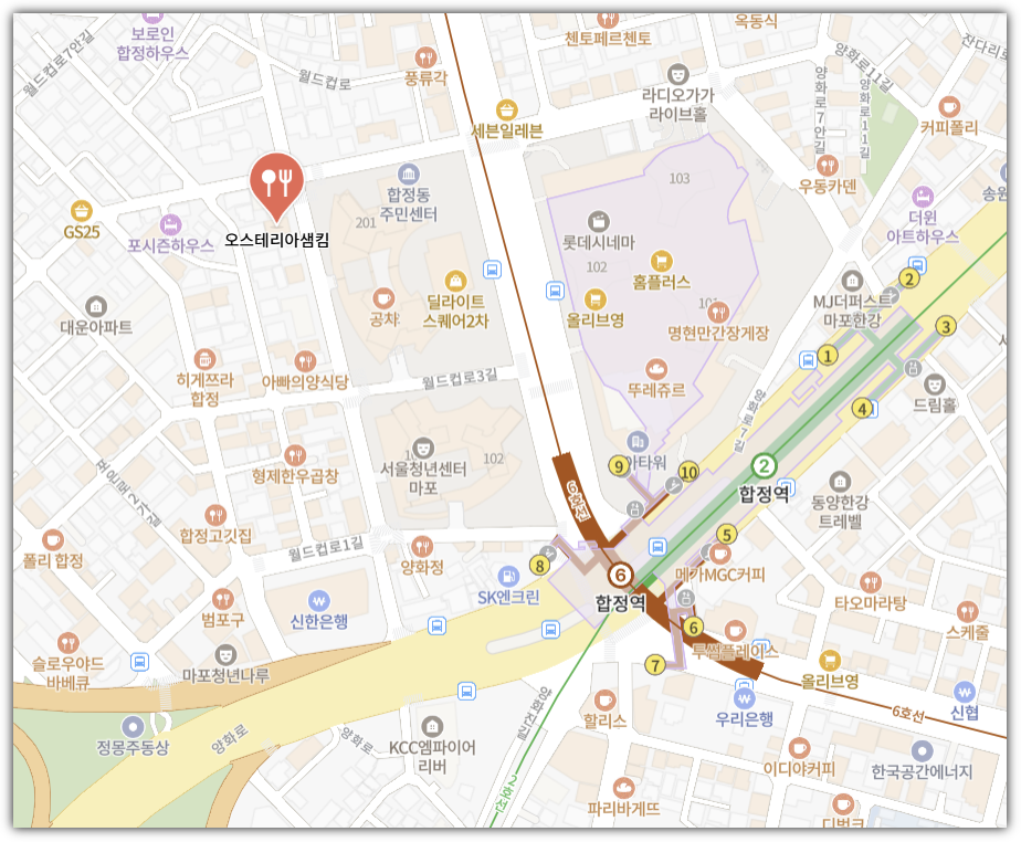 오스테리아 샘킴 (합정) - 위치