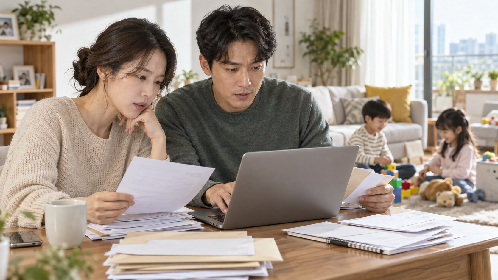 복지멤버십으로 우리 가족 지원 찾기, 가입·알림·실제 신청을 구분하는 방법 상황을 부모와 아이가 실제 생활 공간에서 함께 확인하는 장면