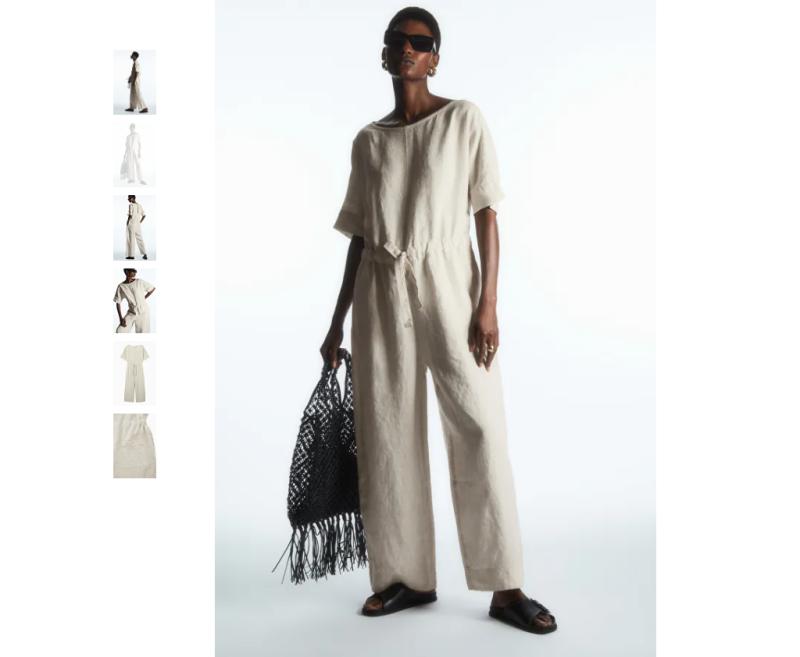 COS 코스 드로스트링 웨이스트 리넨 점프수트 DRAWSTRING-WAIST LINEN JUMPSUIT 1163369002