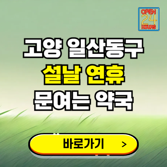 고양시 일산동구 설날 연휴 문여는 약국 ❘ 24시 비상 당직 일요일 밤에 문여는 곳