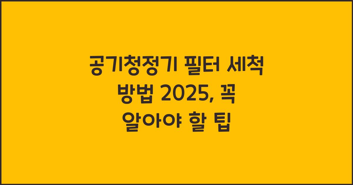 공기청정기 필터 세척 방법 2025
