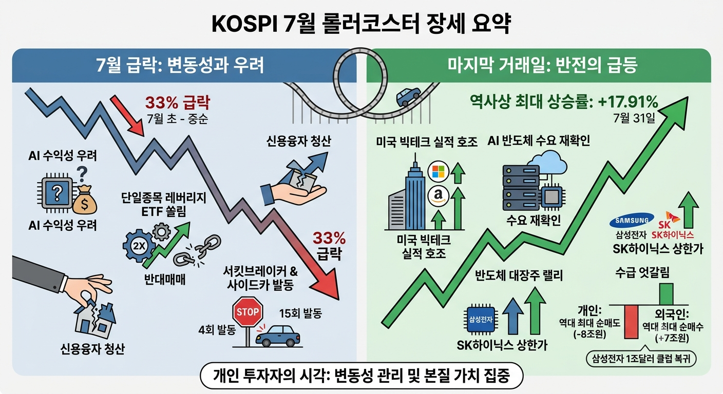 코스피 롤러코스터 (급락, 급등, 반도체)