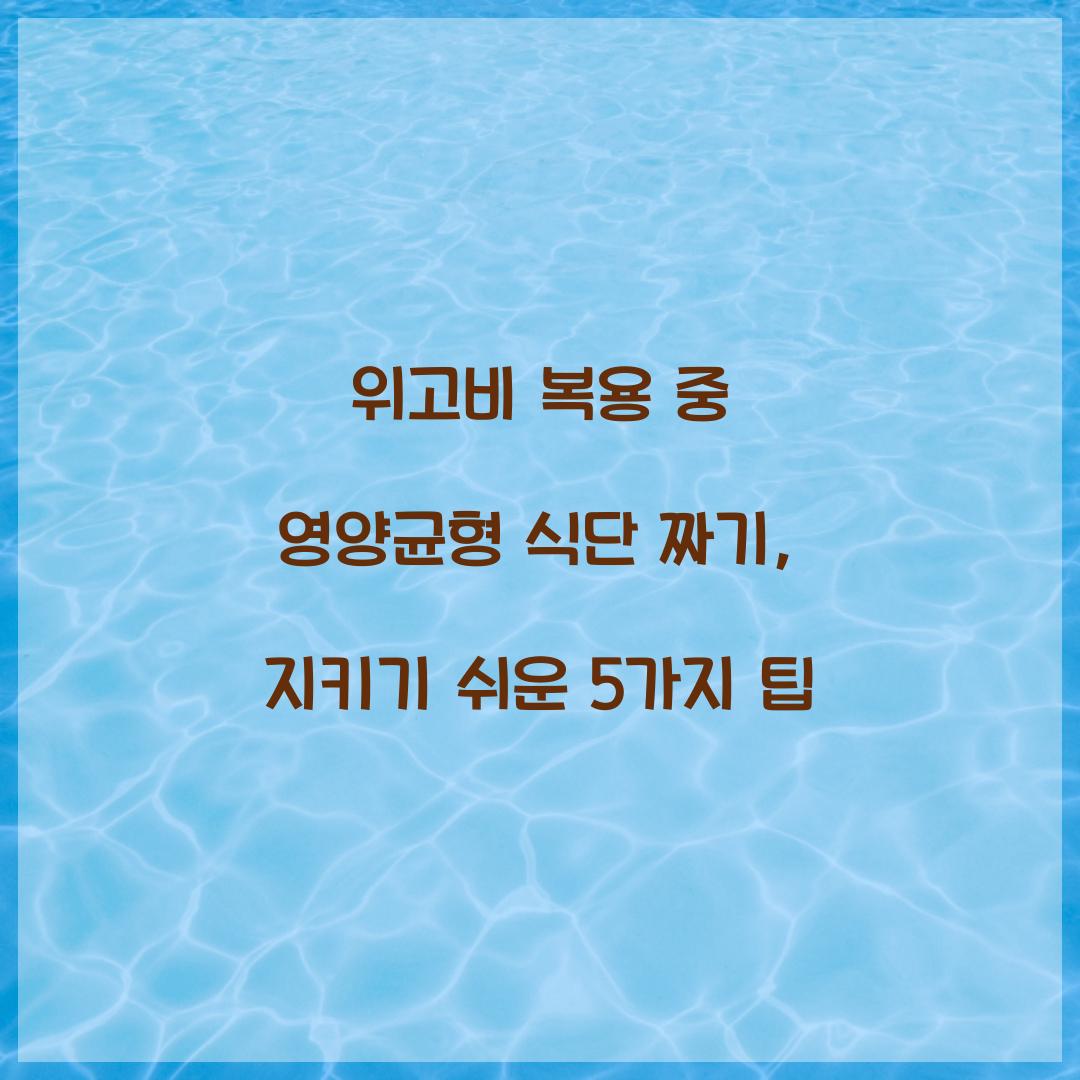 위고비 복용 중 영양균형 식단 짜기