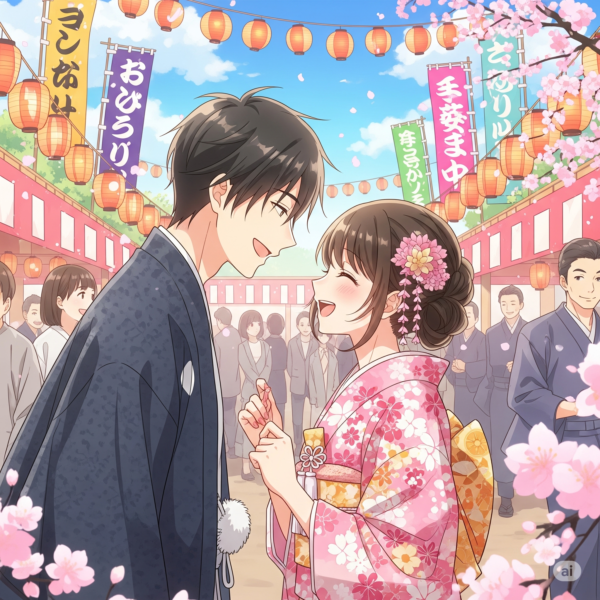 사랑해서 마주보고 있는 남녀