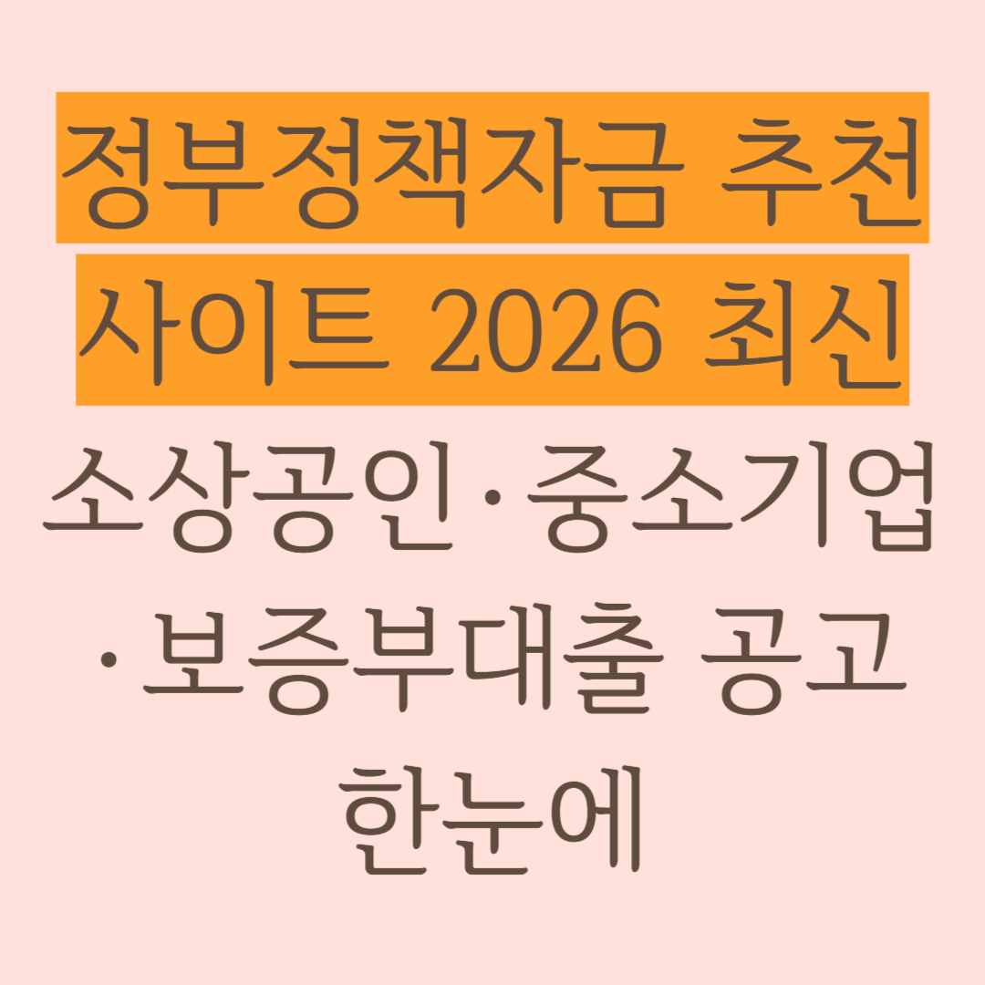 정부정책자금 추천사이트 2026