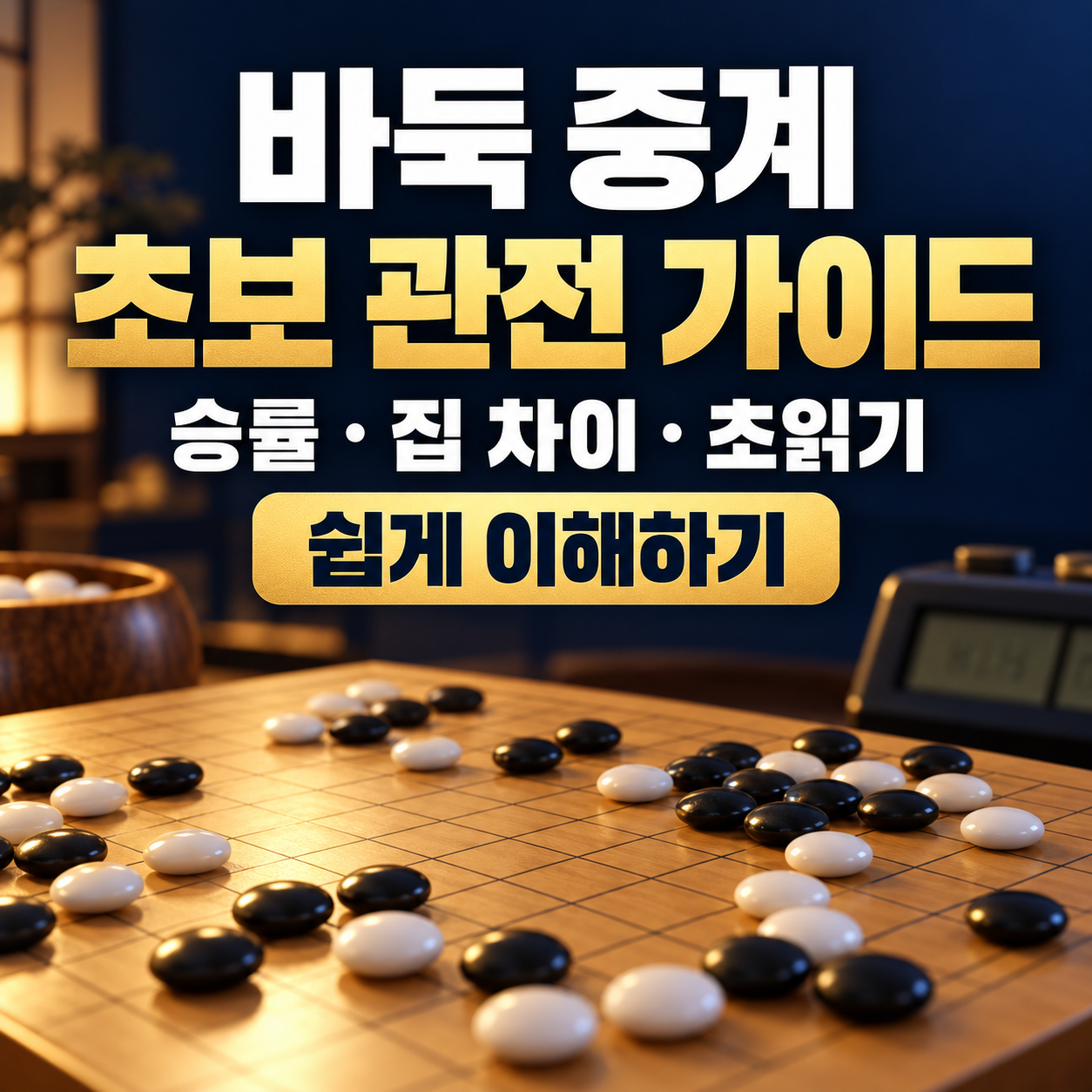 바둑 중계 초보 관전 가이드｜승률&middot;집 차이&middot;초읽기 쉽게 이해하기