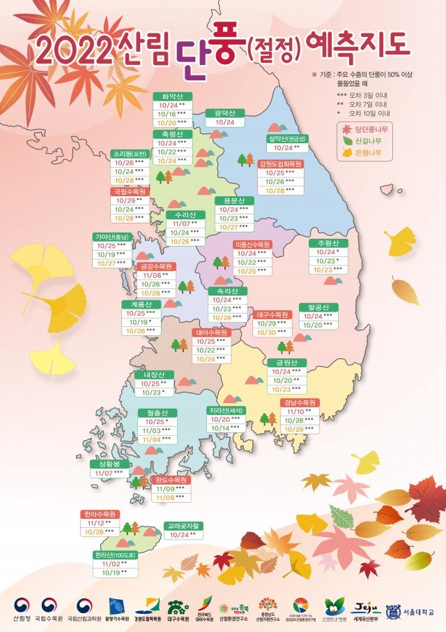 2022 산림청 단풍지도