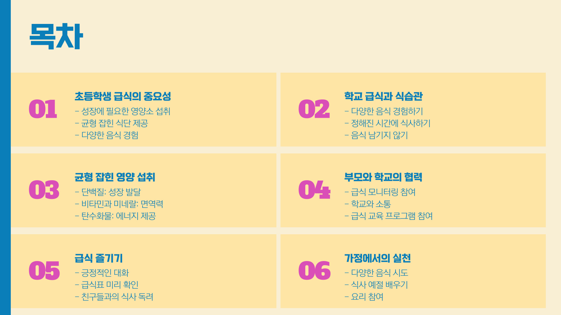 초등학생 급식 건강한 식습관 만들기