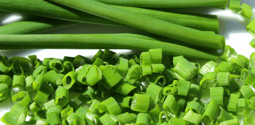 잘게 잘려진 부추들