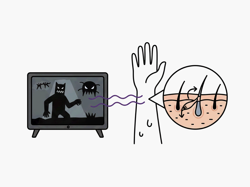 공포를 느낄 때 소름 돋는 이유, 공포 자극에 대한 생리적 반응 일러스트레이션