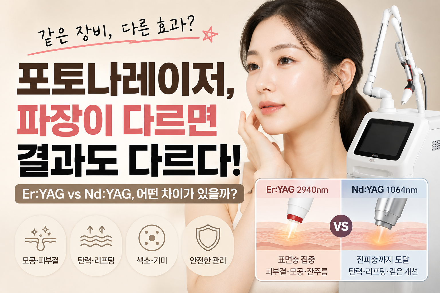 포토나 레이저 파장별 피부 효과 비교