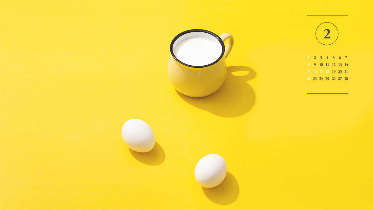 02 우유와 계란 A - 2026년2월 달력배경화면