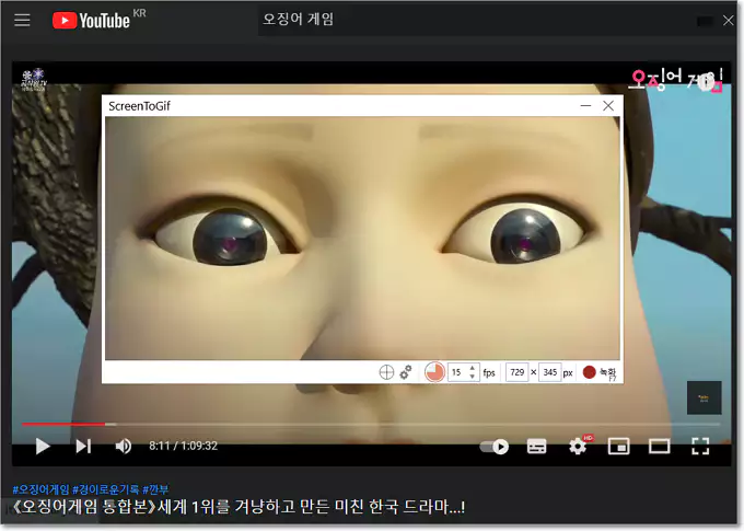 동영상 캡처후 애니메이션 gif로 저장