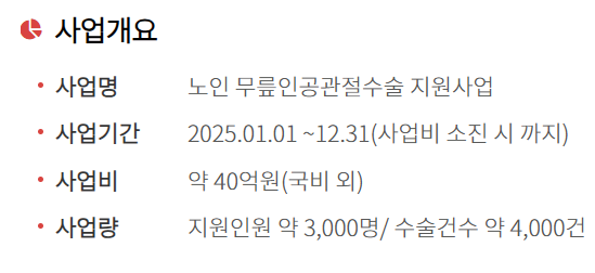 무릎인공관절수술비용 지원사업 개요