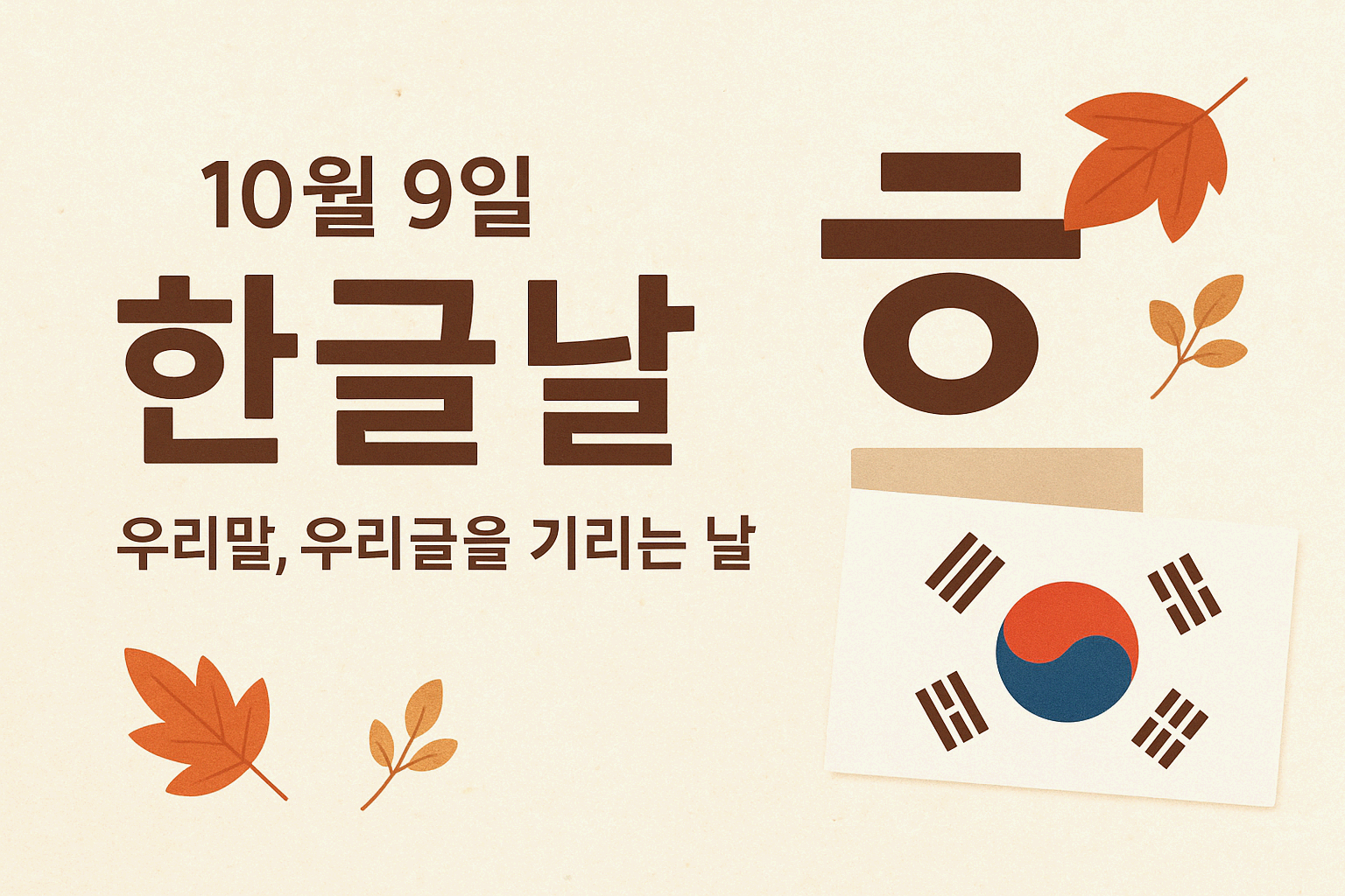 한글날, 10월 9일 &mdash; 우리 말과 글을 기리는 날