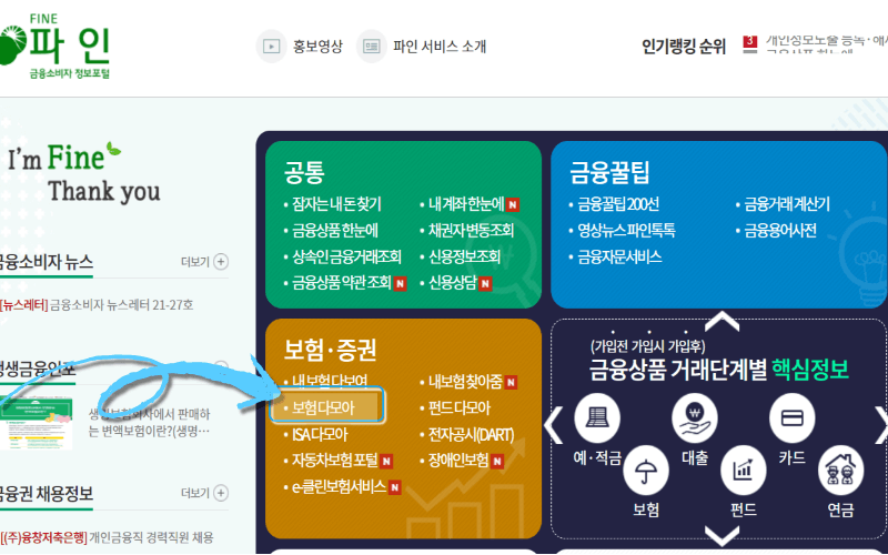 금융감독원-메인화면