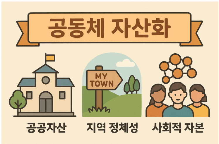 정체성 기반 공동체 자산화 (공공자산, 지역 정체성, 사회적 자본) AI기반 관련 이미지