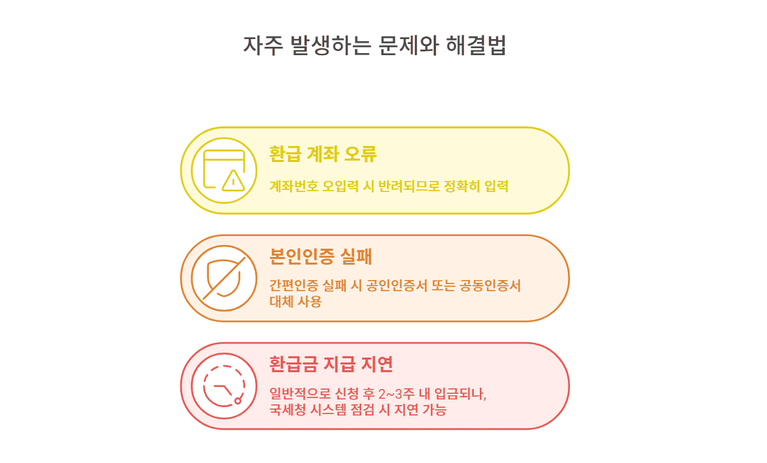 국세청 원클릭 환급서비스 자주 발생하는 문제와 해결법 (2025년 최신판)