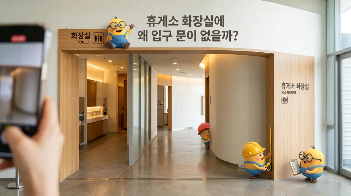 문 없는 구조의 고속도로 휴게소 화장실 입구
