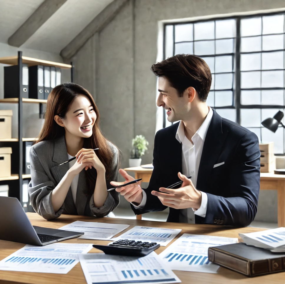 세무 상담을 받는 고객과 상담사