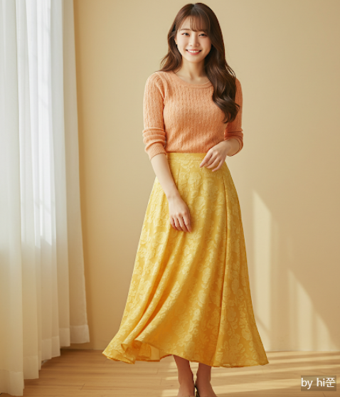 유사색 배색 옷차림