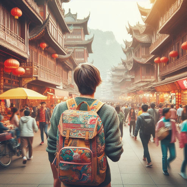 중국에서 휴식과 여행