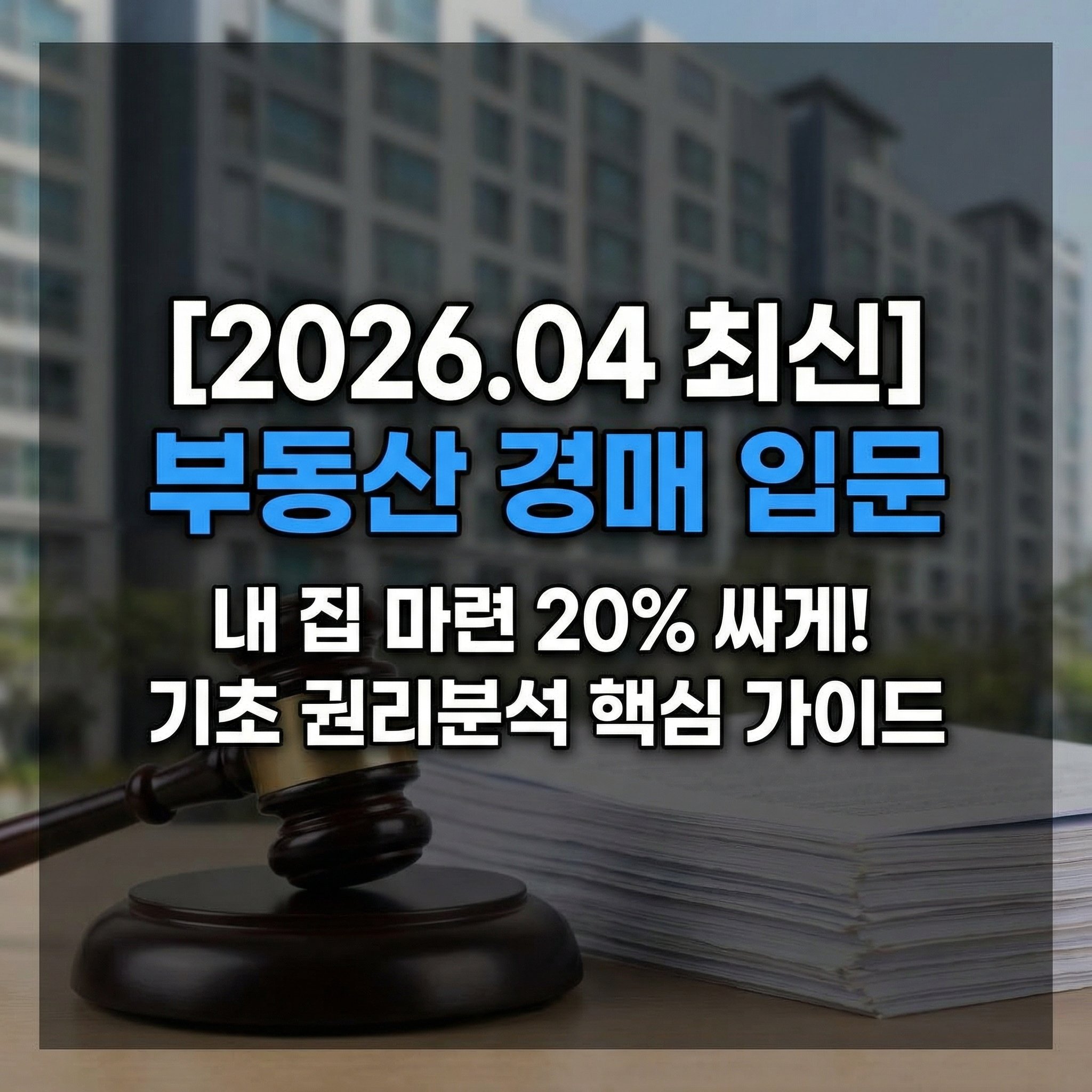 부동산 경매 입문 왕초보 권리분석 기초 말소기준권리 대항력 법원 실전 입찰 방법 및 경락잔금대출 완벽 가이드 썸네일