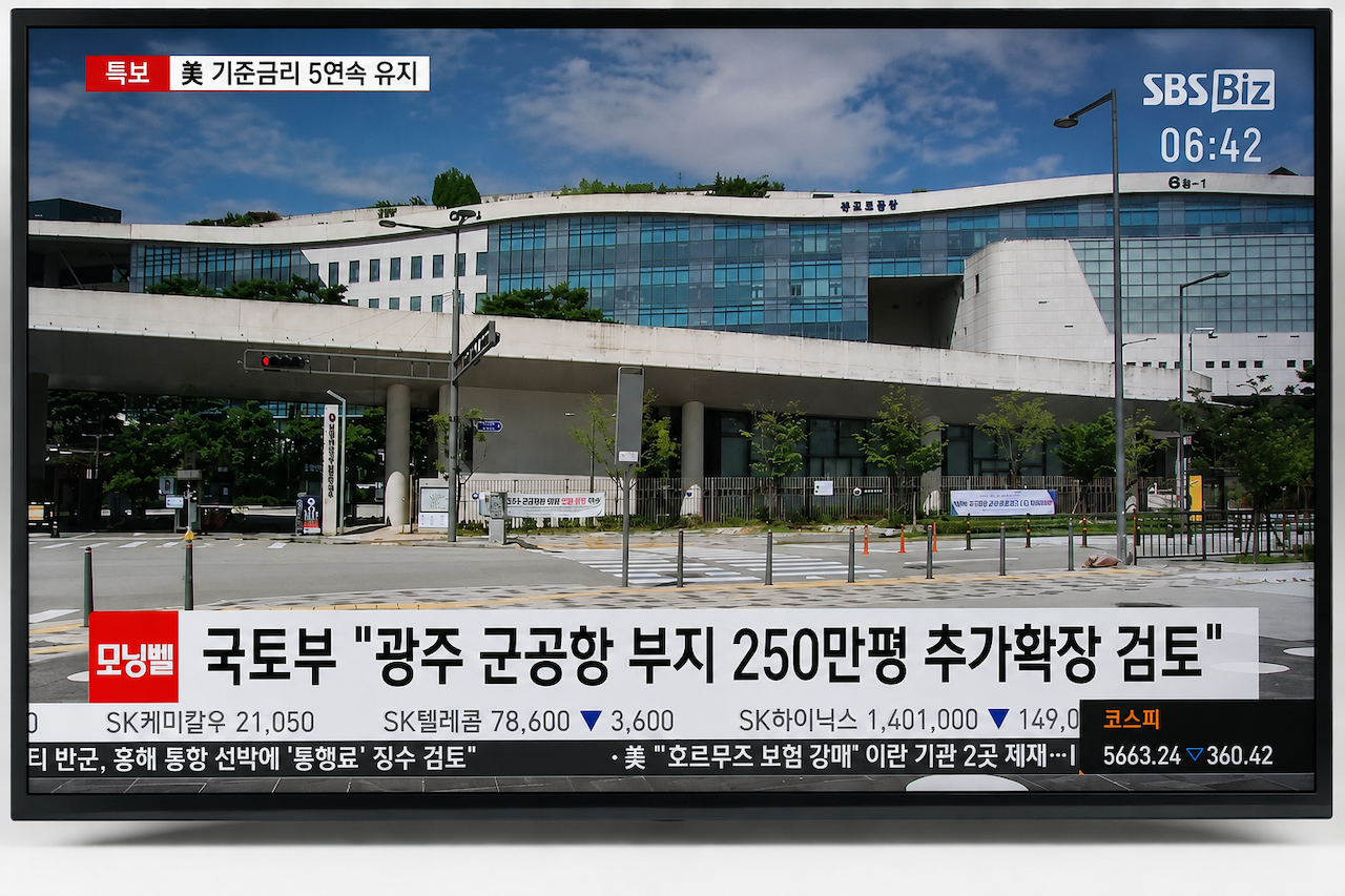 2026년 7월 30일 방송된 광주 군공항 부지 250만 평 호남 반도체 국가산단 추가 확장 검토 뉴스 화면